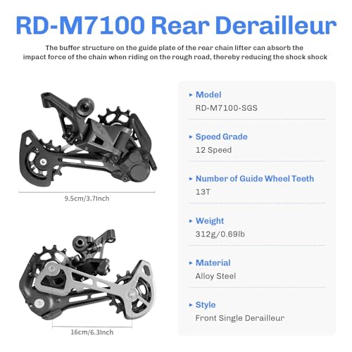 12-Speed Bike Rear Derailleur - Compatible with Mountain, Road, Urban & Folding Bikes