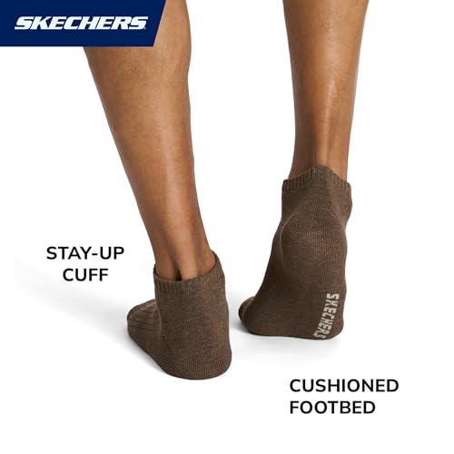 Skechers Men's 10-Pack Half Terry Classic Low Cut Socks Oatmeal Heather Cinnamon