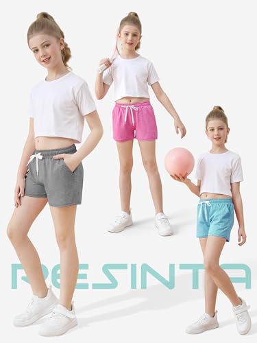 Girls Athletic Shorts 5 Pack - Dry-Fit Kids Soccer & Basketball Shorts