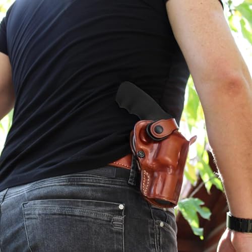 MASC Leather Paddle Holster for Colt Python .357 Magnum 3-inch, Right-Hand, Brown