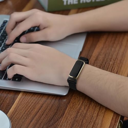 Meliya Black Elastic Nylon Fitbit Luxe Replacement Sport Band for Women Men