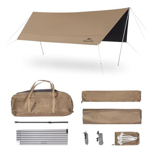 Naturehike 13x9.6ft Waterproof Camping Tarp with Poles - Rain Shelter & Sun Canopy