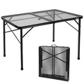 E EASTSTORM 4 Ft Black Metal Folding Table with Adjustable Heights - Portable Outdoor & Indoor Use