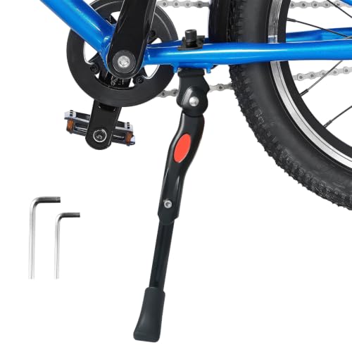 Kids Bicycle Kickstand - Adjustable Center Mount for 16-20 Inch Mountain Bikes, Aluminum Alloy, Black