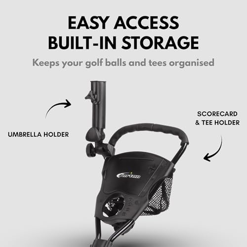 PRECISE Cruiser 3-Wheel Golf Push Cart Black/Black - Lightweight, Foldable, Stable