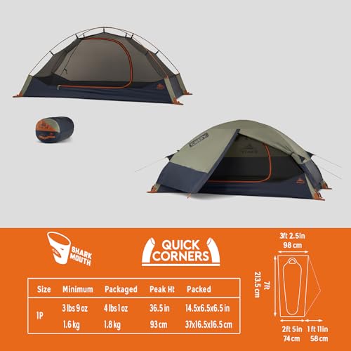 Kelty Late Start Backpacking Tent 2-Person Lightweight Waterproof Shelter 2024