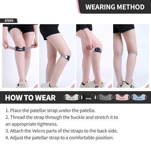 GOUNOD Silicone Patellar Tendon Support Strap 2 Pack Black for Knee Pain Relief