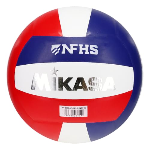 Mikasa NFHS-Approved Indoor Volleyball - Natural Leather, 5 Size, 18-Panel