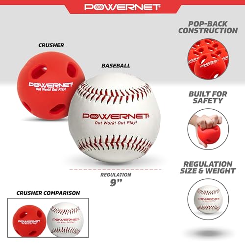 PowerNet Crushers & Weighted Baseballs - Softball Hitting Trainer for Speed Power & Coordination, Set of 24 Balls with Practice Bucket
