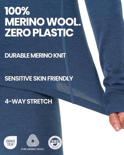 Merino Wool Base Layer Women Set - Medium / 260 Black Thermal Underwear & Socks