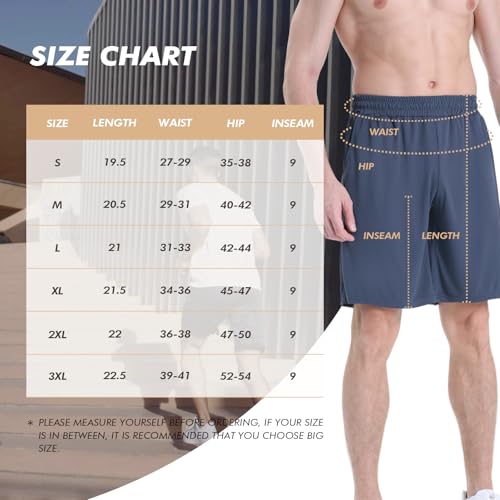 Men's Athletic Shorts with Pockets - Quick Dry Gym Workout Shorts XX-Large / Black, Dark Grey, Navy Blue, Light Grey, Royal Blue, Dark Green, Wine