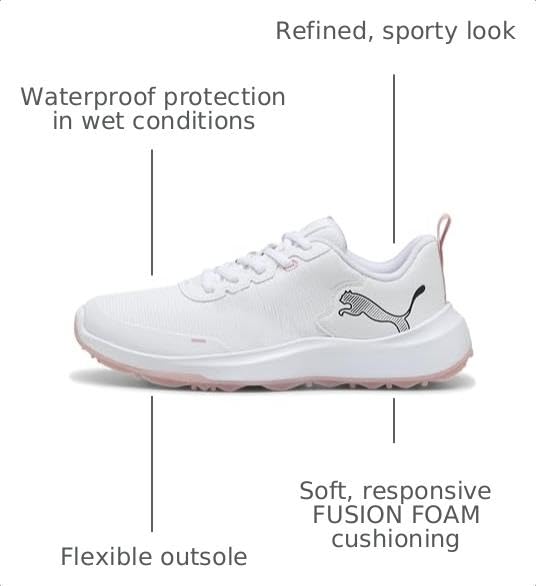 Puma Gruve Sport Junior Golf Shoes - 4 Big Kid / White-Rosy Outlook-Jasmine Flower