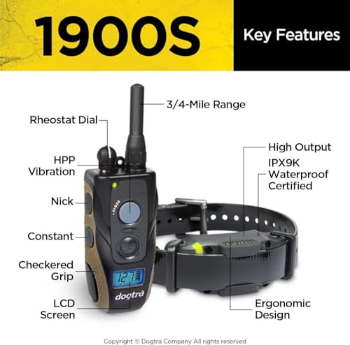 Dogtra 1900S Standard Remote Dog Training Collar 3/4-Mile Waterproof
