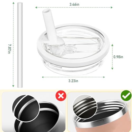 White 2 Pack 30 oz Tumbler Flip Straw Lid Replacement for Stanley Quencher
