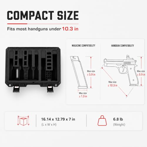 Kinghardcase Pistol Gun Case for Multiple Handguns Black with TSA Locks