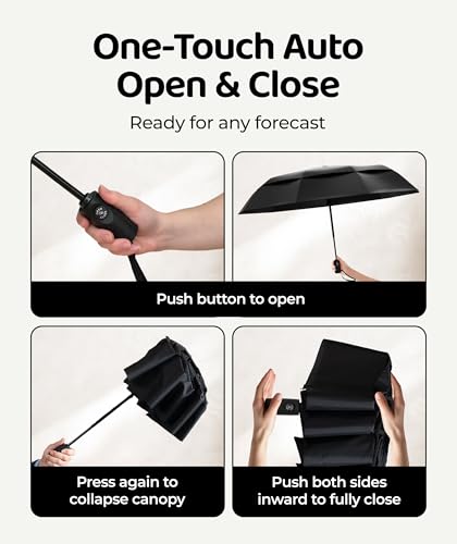 Repel Windproof Travel Umbrella Onyx 3 Compact Automatic Rain Sun Shield