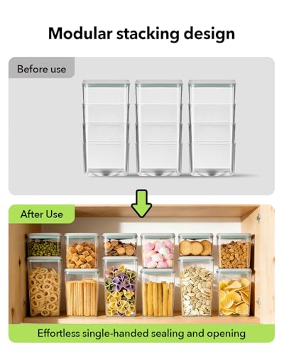 8-Piece Airtight Food Storage Container Set with One-Touch Lid - BPA-Free, Stackable for Pantry Organization