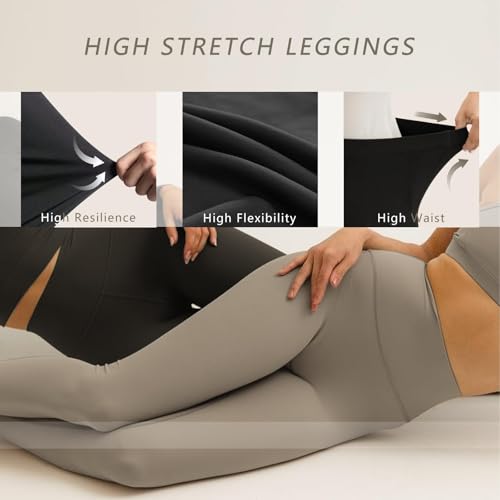 Women’s Black Leggings with Tummy Control - 5 Pack Butterly Soft Athletic Pants
