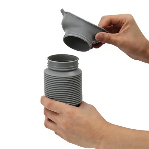 Pee Bottles for Men, Collapsible Emergency Urinal With Disposable Replacement Bags, Leakproof Car Pee Bottle for Men and Women, Set Urine Bottle, Travelling, Traffic Jams & Hiking (black and gray)