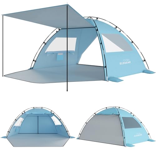 Beach Tent Sun Shelter with Canopy for 4-5 People - Sky Blue - Elegear CumbreX™