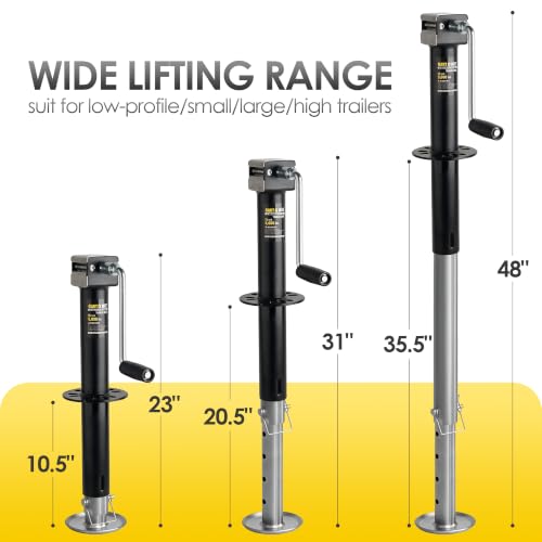 GARTOWEE 5000lbs A-Frame Trailer Jack with Cordless Drill Compatibility, 15-Inch Lift & Adjustable Drop Leg for Trailers, RVs & Boats