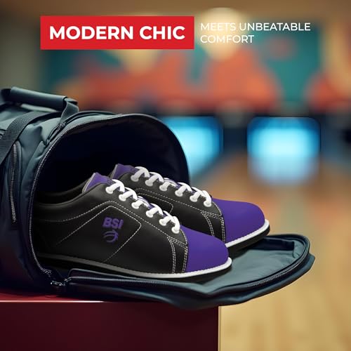 Women's Classic Bowling Shoes - Purple & Black, Size 10, Lightweight & Cushioned Support