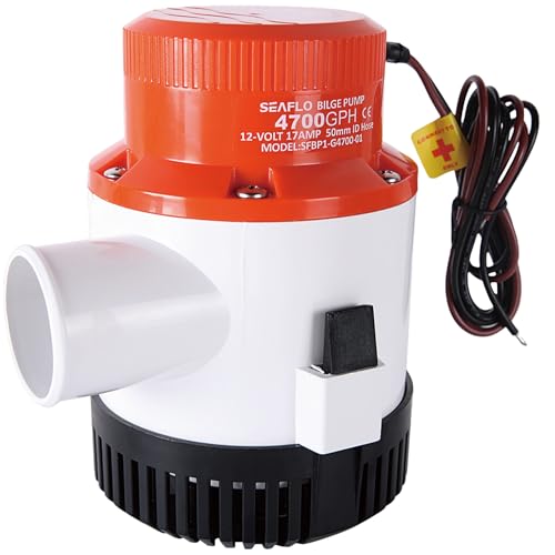 SEAFLO 4700 GPH Bilge Pump 12V Marine Submersible Pump with 2" Outlet & 4-Year Warranty