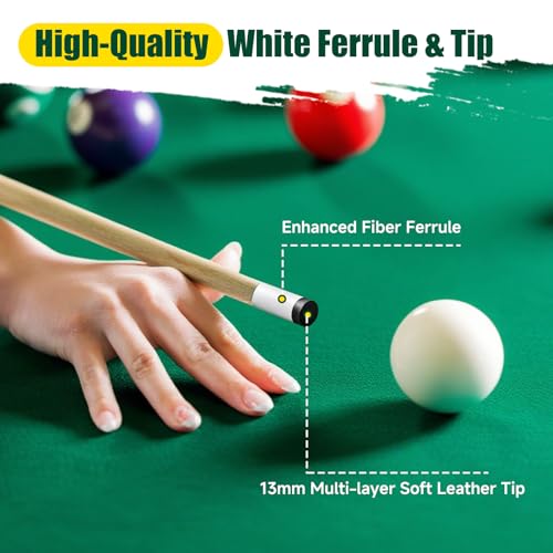 58-Inch Pool Cue Set 2 Pieces 20 Oz Heavy Duty Billiard Cues - Portable & Durable