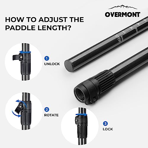 Overmont Carbon Fiber Adjustable SUP Paddle 69-85 Inches Lightweight Water Sports Gear