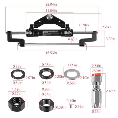 E-cowlboy 300HP Hydraulic Outboard Steering Cylinder HC5345-3 Replacement