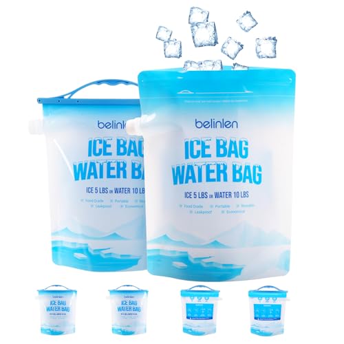 5lb Reusable Ice Bags for Cooler - 6 Pack, Leakproof Ice Cube Bags