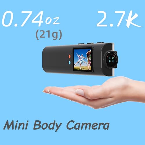 Fanisic Black Clip-on Body Camera 2.7K HD Wide-Angle Wearable Vlogging Camera