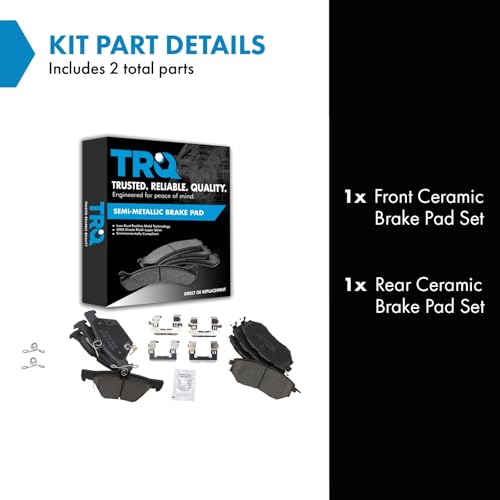 TRQ Ceramic Front & Rear Brake Pads Kit BFA11161 - Reliable Replacement
