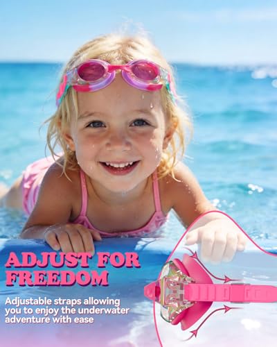 Kids Swimming Goggles Anti-Fog Waterproof UV Protection - Pink White & Pink Cyan Purple Variations