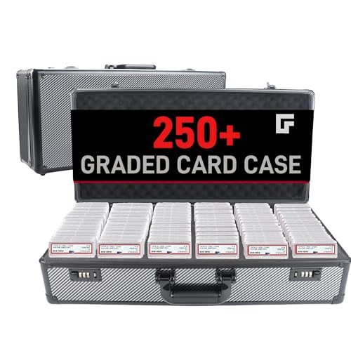 6 Row PSA Graded Card Storage Case Black-White Carbon Fiber - Sports Card Organizer