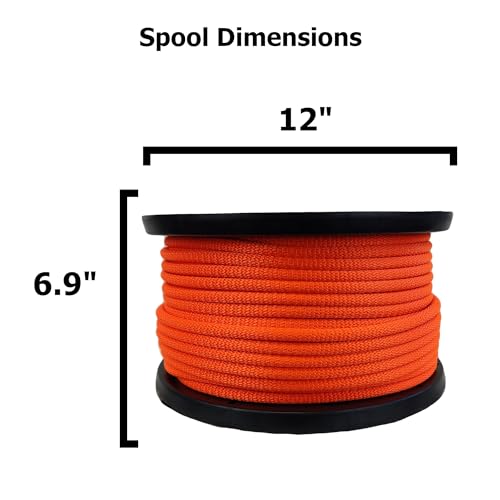 3/8 Inch Neon Orange Polyester Rope - High Visibility Utility Rope, 250 ft Spool