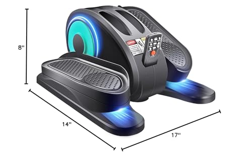 ESL Under Desk Elliptical - Portable Leg Exerciser with Pedal Strap for Seniors, Compact Seated Elliptical with Remote Control, LCD Display Electric Elliptical Trainers for Home