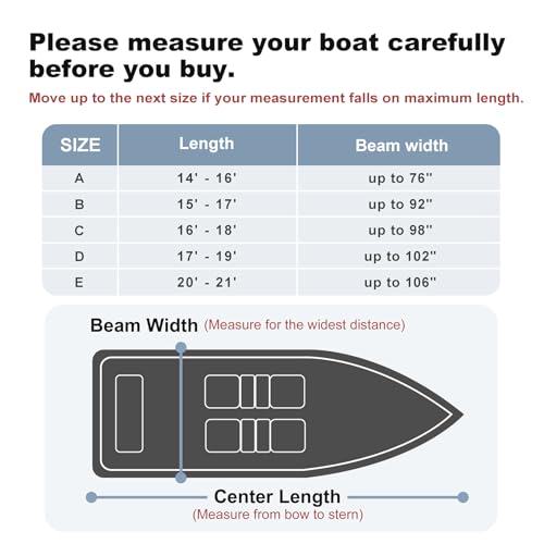 Explore Land Waterproof Boat Cover - 14'-16' Length, 76" Beam, Blue, Variation A