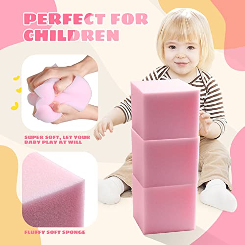 Gymnastics Foam Pit Cubes 24 Pack - Pink 5 Inch Foam Blocks for Trampolines & Sports