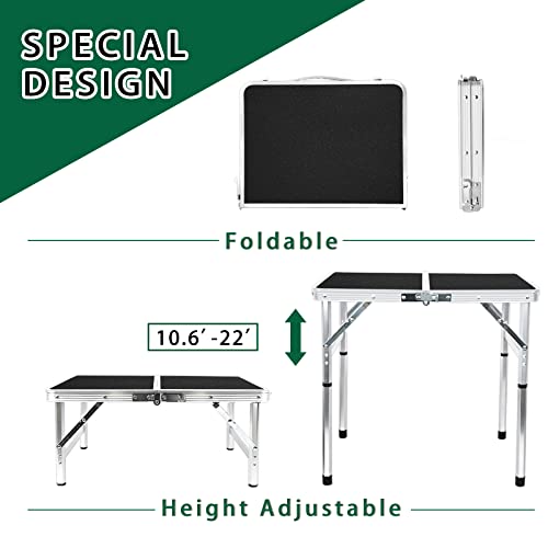 Camp Field Aluminum Folding Camping Table - Adjustable Height, Lightweight & Portable - Blackb