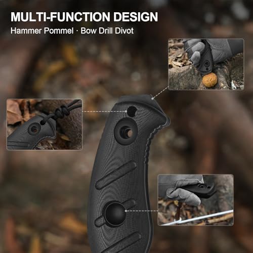 Kizer Sheepdog Survival Fixed Blade Knife Black 5.28" 1095 Steel Outdoor Tool
