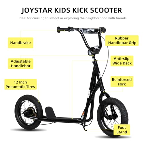 JOYSTAR Kids Kick Scooter for Ages 5-10 - Black, Adjustable, All-Terrain