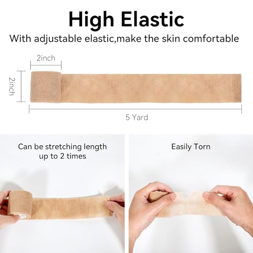 Self Adhesive Bandage Wrap Skin Color 2 Inch 32 Rolls - Medical & Vet Tape