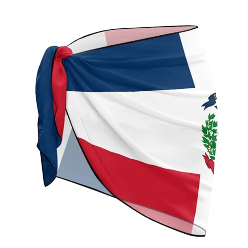 Women’s Swim Cover Up Sarong with Dominican Republic Flag - One Size