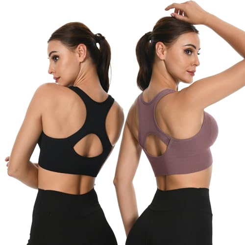 XX-Large Zip Front Sports Bras for Women - Black & Purple, Easy On & Off