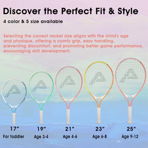 Kids Tennis Racket 23 Inch Sunrise Pink Junior Tennis Racquet with Bag