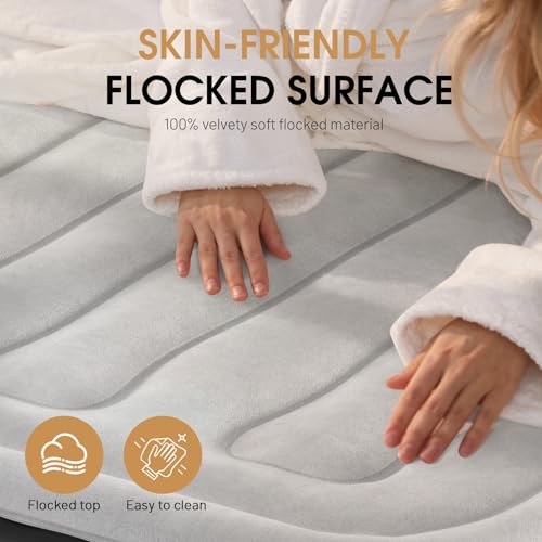 DIVON Queen Air Mattress with Built-in Pump, 18-Inch Raised, Grey for Guests & Camping