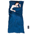 EXERMIL Navy Blue Silk Sleep Sack with Zippers - Large Travel & Camping Sheet, 87x43 inches, All Seasons, Unzips to Bed Sheet, Lightweight