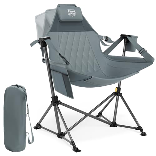 Grey Oversized Hammock Camping Chair with Adjustable Support & 400lbs Load