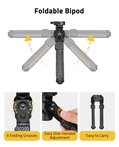 CVLIFE 30% Carbon Fiber Picatinny Bipod with Quick Release, Adjustable Height & 360° Rotation